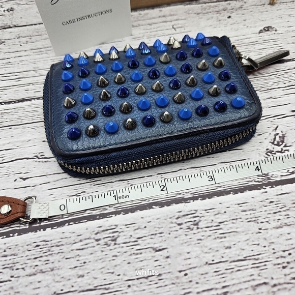 Christian Louboutin blue spikes zippy Wallet - Picture 3 of 6